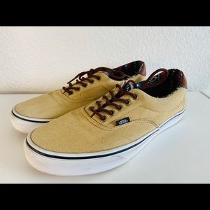 Tan Vans with laces and Aztec interior print